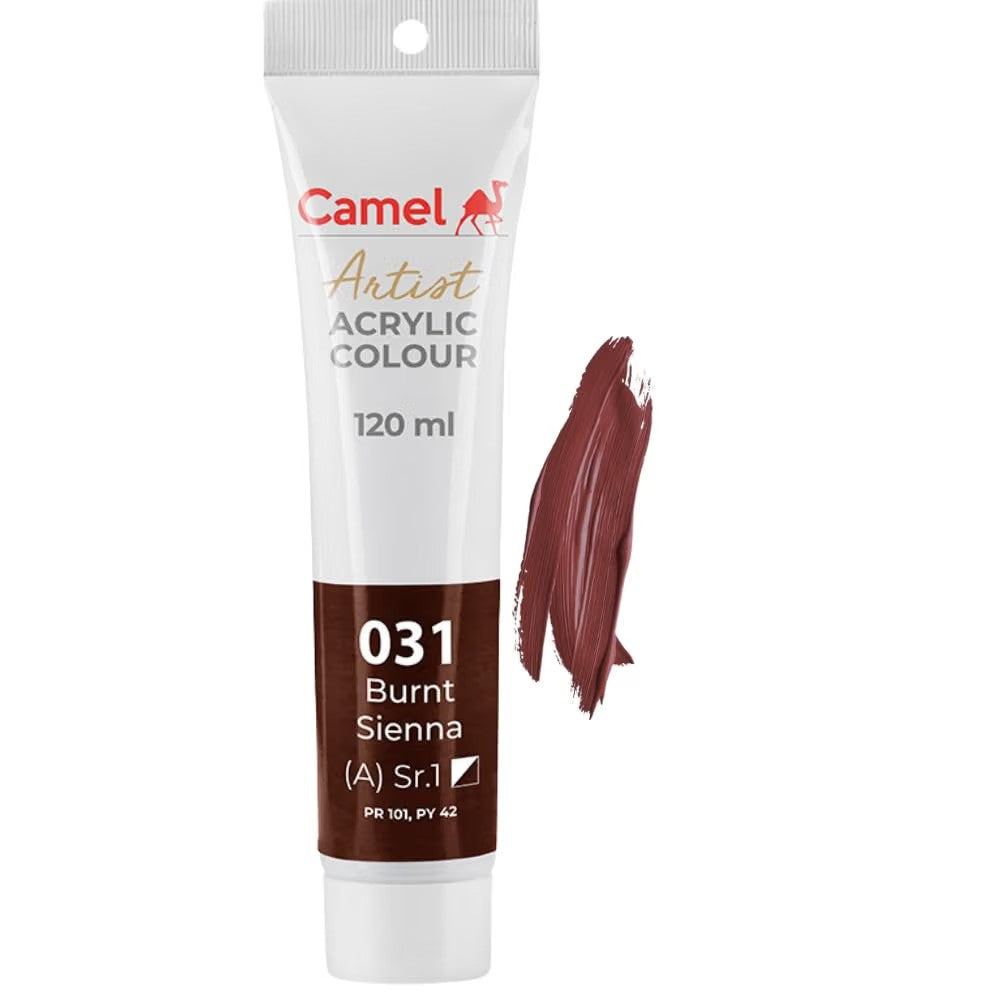 MRP325 Camel Artists Acrylic Colour Tube 120ml Burnt Sienna 031