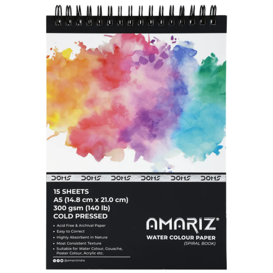 DOMS AMARIZ WATER COLOUR BOOK 300 GSM A5 (SPIRAL) (40PC CB) MRP199