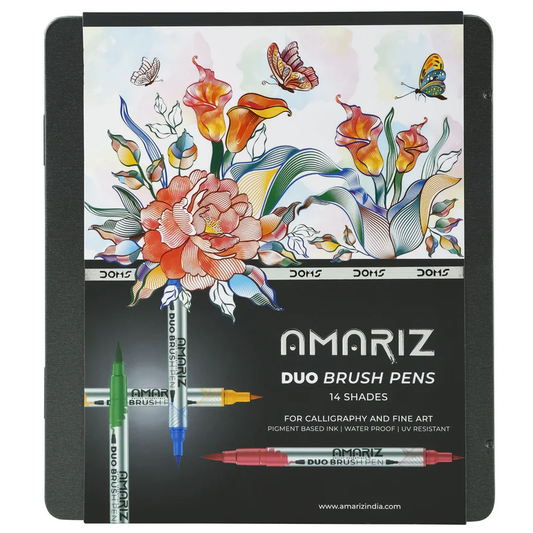 DOMS AMARIZ DUO BRUSH PEN 14 SHADES TIN PACK (50PC CB) MRP350