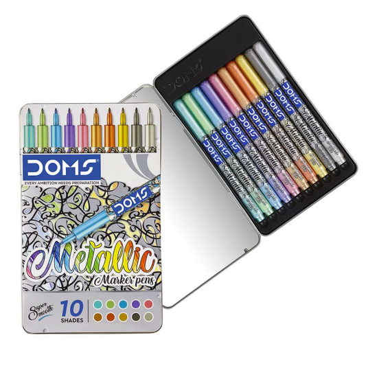 DOMS Metallic Marker Pen 10 Shade Tin