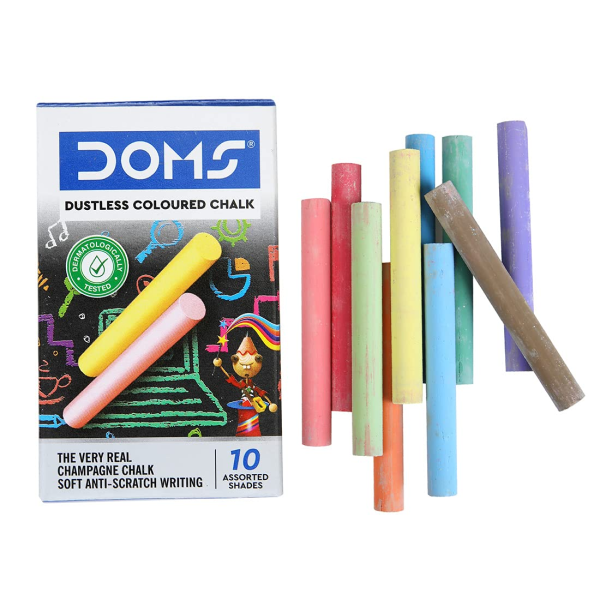 MRP25 DOMS Dustless Chalk Colour 10 Pc Pack