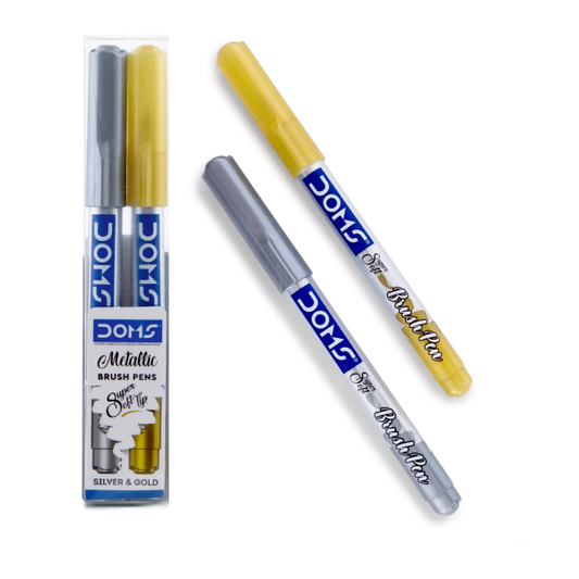 DOMS Metalic Brush pen Set of 2 (Gold & Silver)