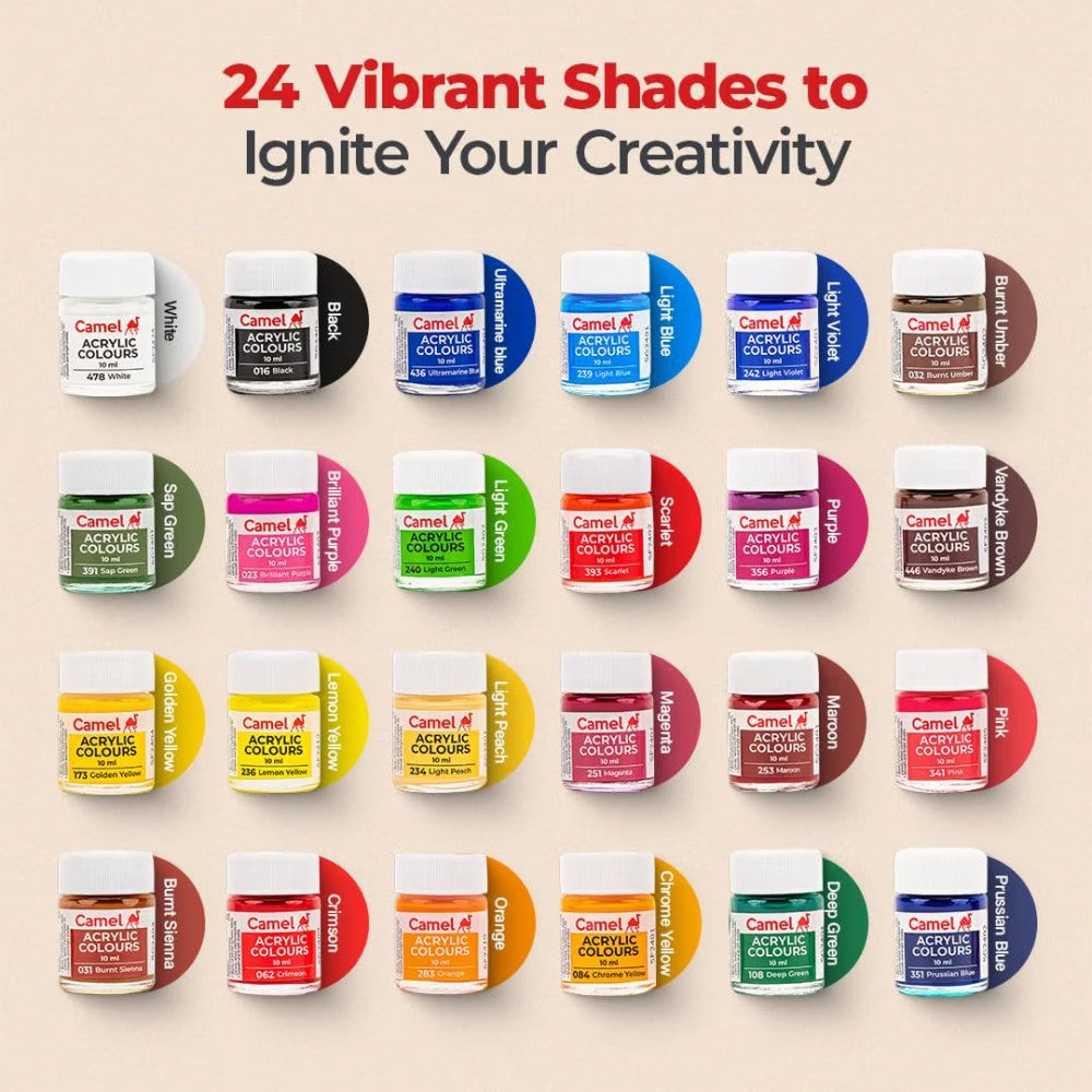 Camel Acrylic Colour 24 Shade 10ml