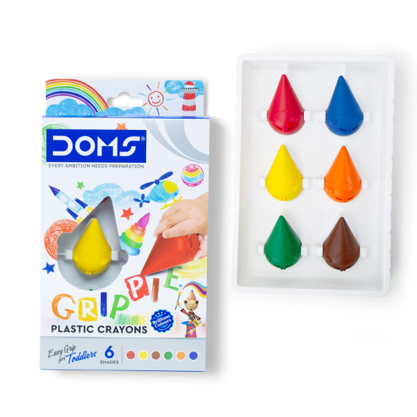 DOMS Grippie Plastic Crayons 6 Shade