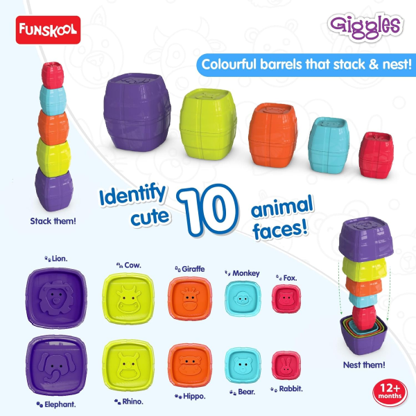 Funskool Safari Stack N Nest Barrels