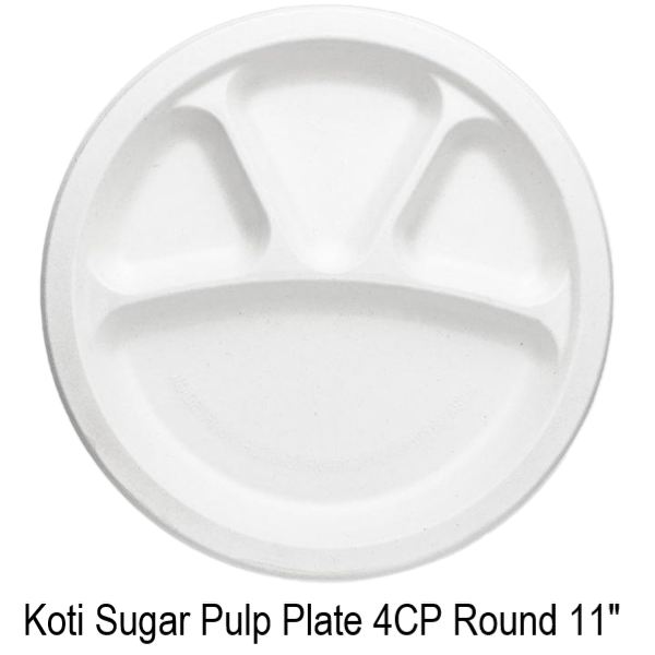 Koti Sugar Pulp Plate 4CP Round 11"
