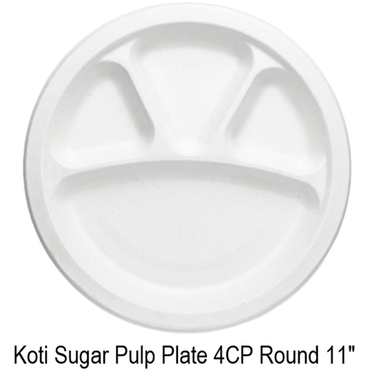 Koti Sugar Pulp Plate 4CP Round 11"